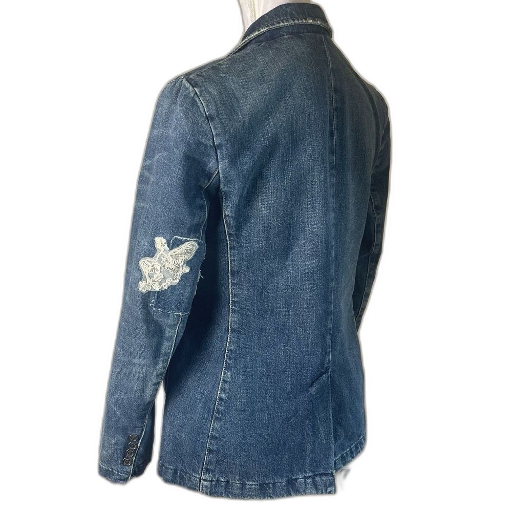 Lauren Ralph Lauren Womens Blazer Jean Jacket Sz 2 Embellished Lace Insulated - Picture 7 of 16
